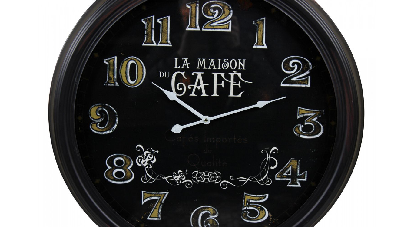Horloge Ancienne Murale La Maison du Café Métal Noir 62cm