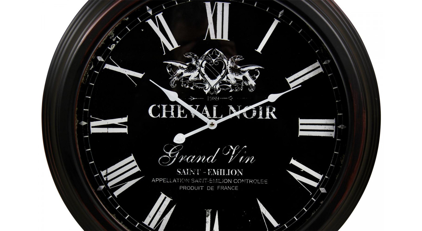 Horloge Ancienne Murale Cheval Noir Métal Noir 58cm