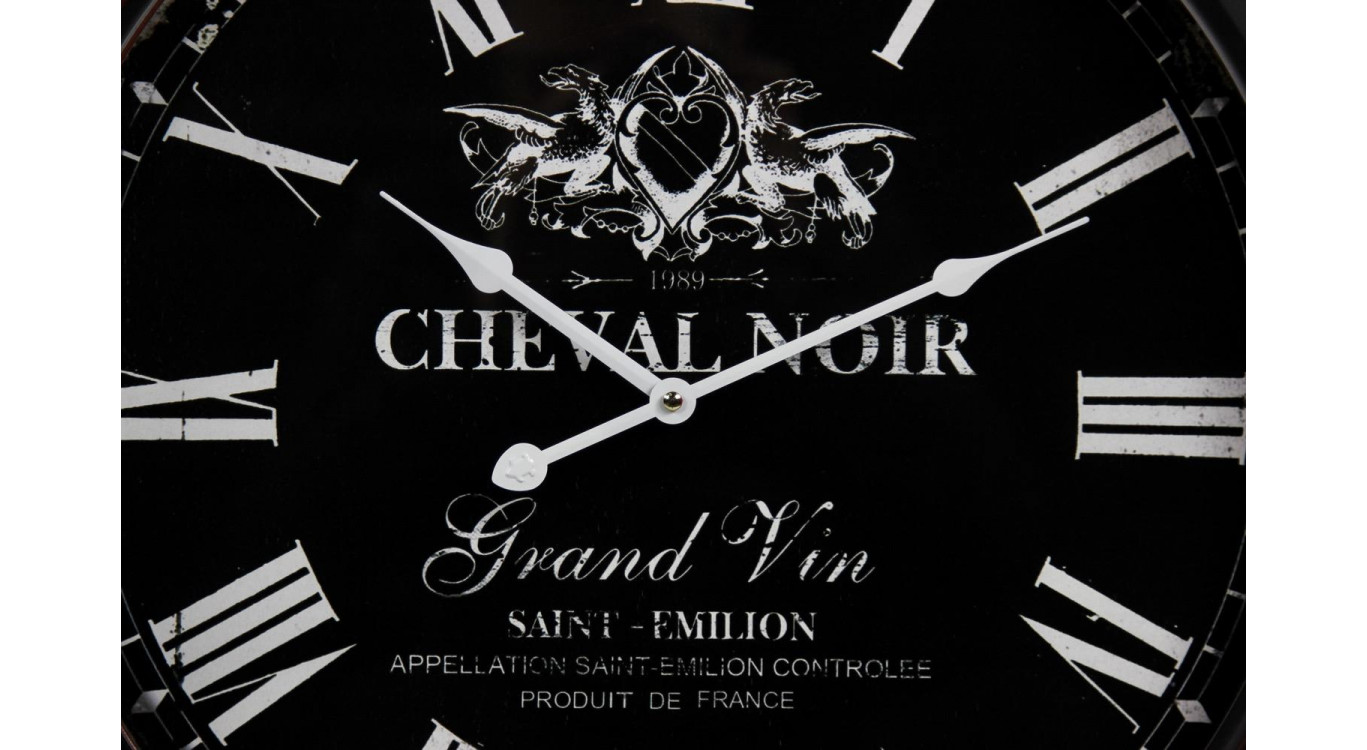Horloge Ancienne Murale Cheval Noir Métal Noir 58cm