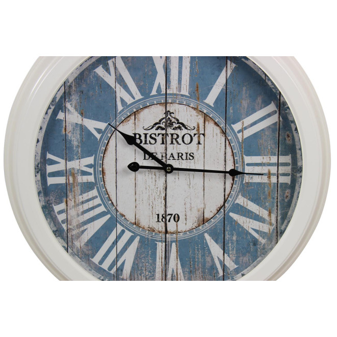 Horloge Ancienne Murale Bistrot de Paris Métal Bleu 58cm