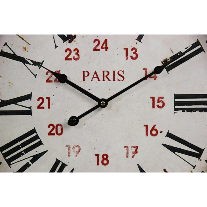 Antike Wanduhr Paris Metall Weiß 58cm
