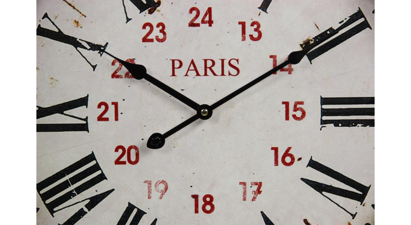 Antike Wanduhr Paris Metall Weiß 58cm