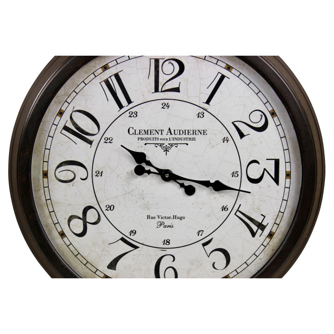 Grande Horloge Ancienne Murale Clément Audierne Métal Blanc 70cm