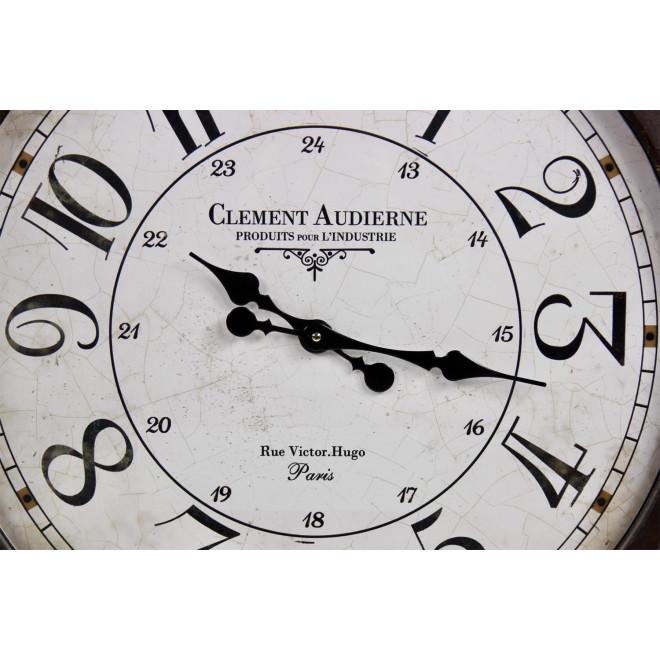 Grande Horloge Ancienne Murale Clément Audierne Métal Blanc 70cm