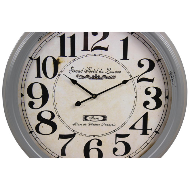 Alte Wanduhr Grand Hôtel du Louvre Graues Metall 62cm