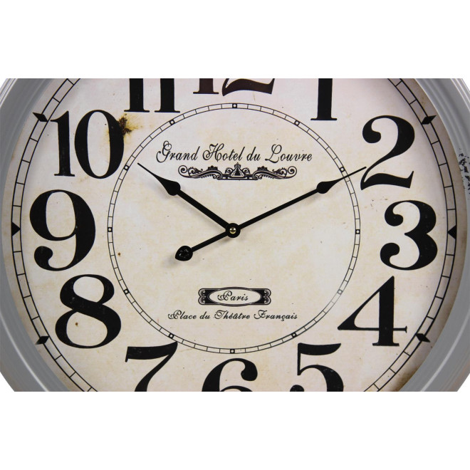 Alte Wanduhr Grand Hôtel du Louvre Graues Metall 62cm