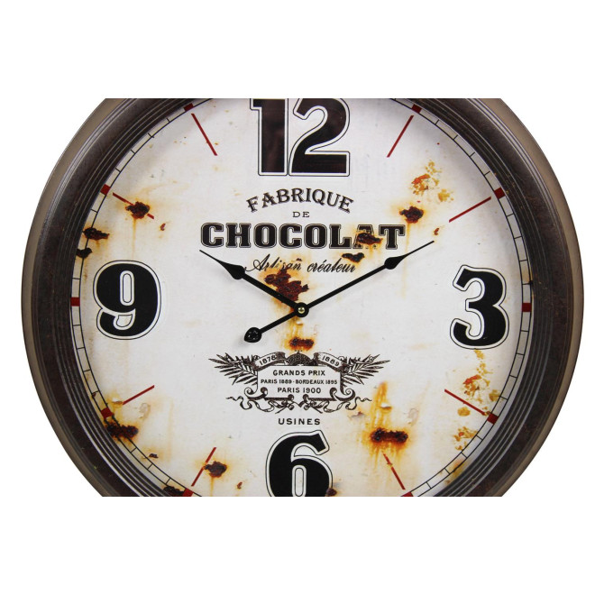 Horloge Ancienne Murale Fabrique de Chocolat Métal Blanc 62cm