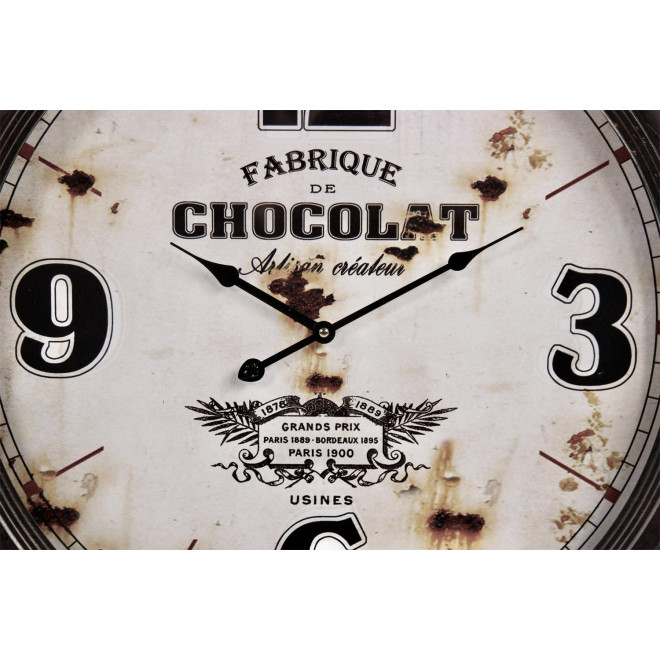 Horloge Ancienne Murale Fabrique de Chocolat Métal Blanc 62cm