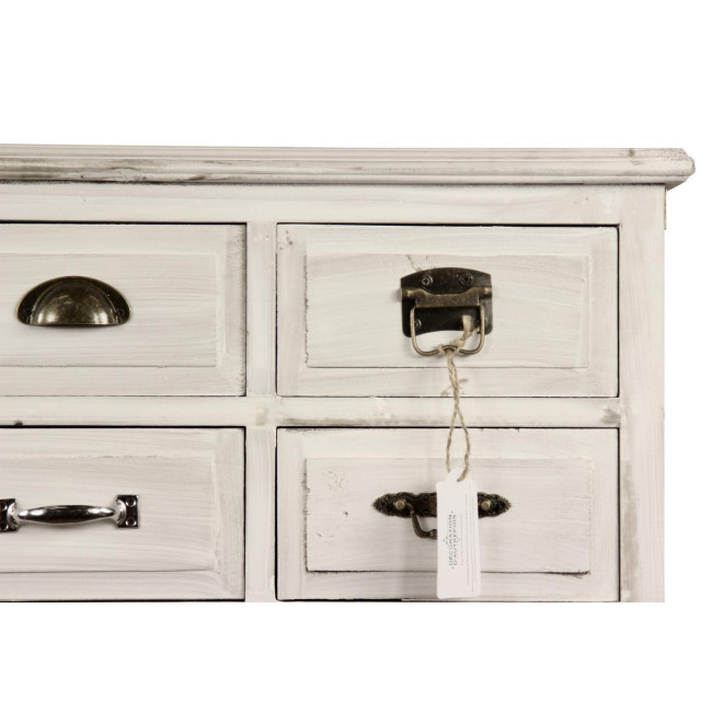 Meuble Semainier Chiffonnier Grainetier Bois Blanc Cérusé 18 Tiroirs 87x34.5x99.5cm