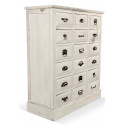 Kommode Samenhändler 18 Schubladen Holz Weiß Gekalkt 87x34.5x99.5cm