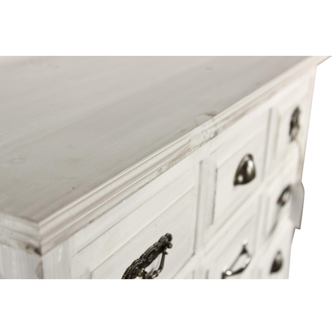 Wochenschrank Chiffonnier Grainetier Holz Weiß Gekälkt 18 Schubladen 87x34.5x99.5cm