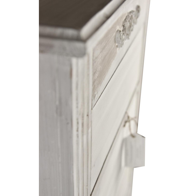 Meuble Semainier Chiffonnier Grainetier Bois Cerusé Blanc 8 Tiroirs Nu 54.5x33x146.5cm