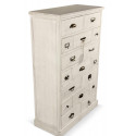 Comò 17 cassetti in legno cerato bianco 75.5x34x116cm