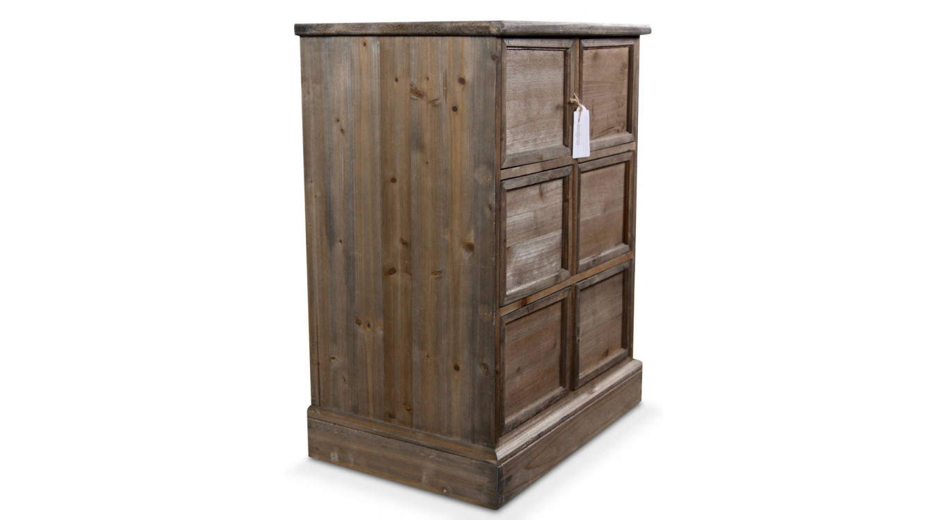 Meuble Semainier Chiffonnier Grainetier Bois 6 Tiroirs Nu 58x40.5x76cm