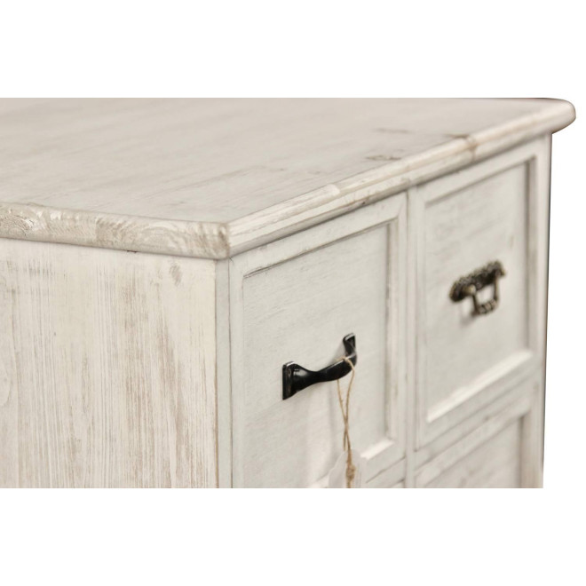 Wochenmöbel Chiffonnier Grainetier Bois 6 Schubladen Cerusé Blanc 58x40.5x76cm