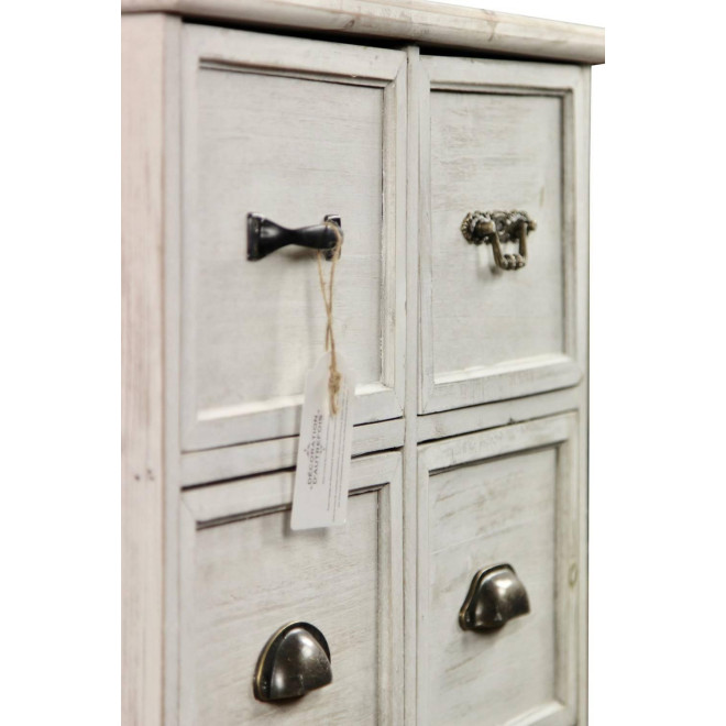 Wochenmöbel Chiffonnier Grainetier Bois 6 Schubladen Cerusé Blanc 58x40.5x76cm