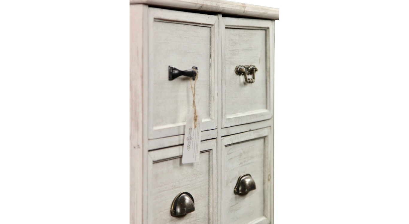 Wochenmöbel Chiffonnier Grainetier Bois 6 Schubladen Cerusé Blanc 58x40.5x76cm