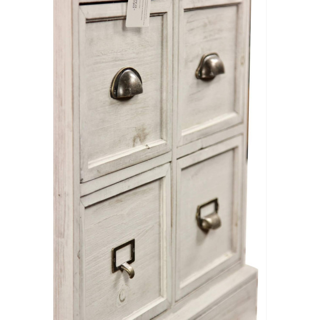 Wochenmöbel Chiffonnier Grainetier Bois 6 Schubladen Cerusé Blanc 58x40.5x76cm