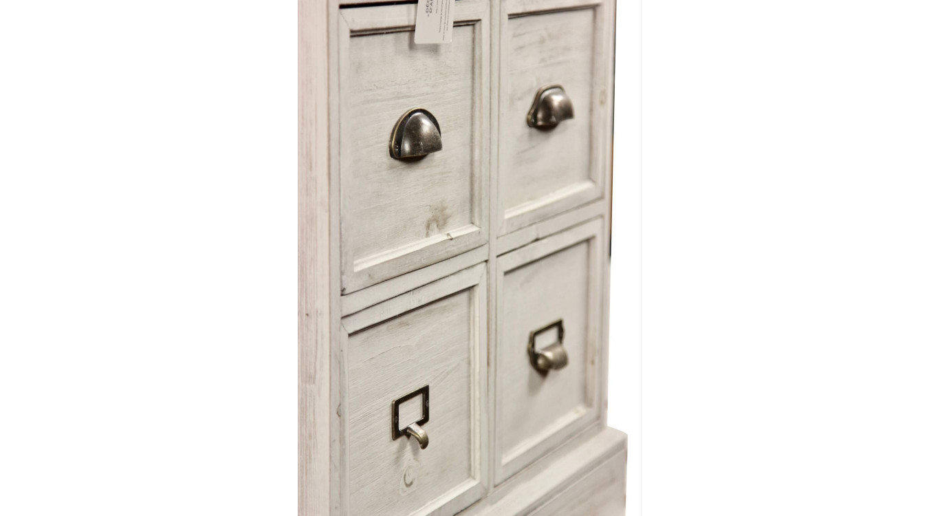 Wochenmöbel Chiffonnier Grainetier Bois 6 Schubladen Cerusé Blanc 58x40.5x76cm