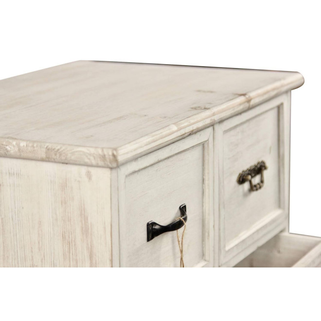 Wochenmöbel Chiffonnier Grainetier Bois 6 Schubladen Cerusé Blanc 58x40.5x76cm