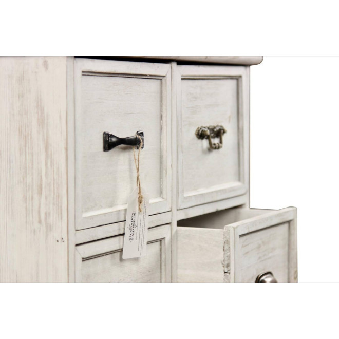 Wochenmöbel Chiffonnier Grainetier Bois 6 Schubladen Cerusé Blanc 58x40.5x76cm