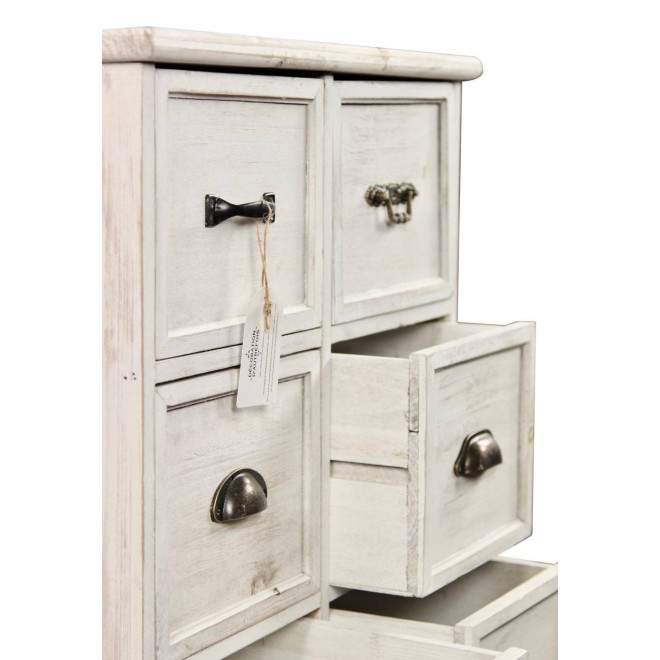 Wochenmöbel Chiffonnier Grainetier Bois 6 Schubladen Cerusé Blanc 58x40.5x76cm