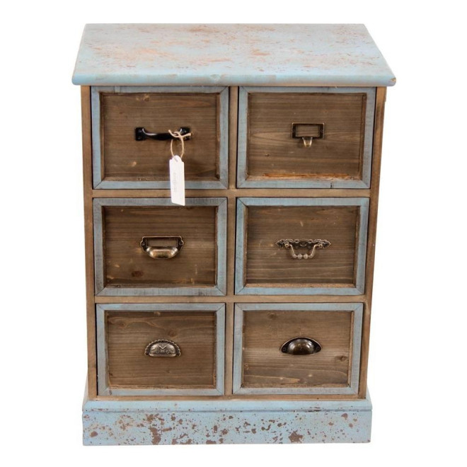 Wochenendmöbel Chiffonnier Grainetier Holz 6 Schubladen Altblau 58x40.5x76cm
