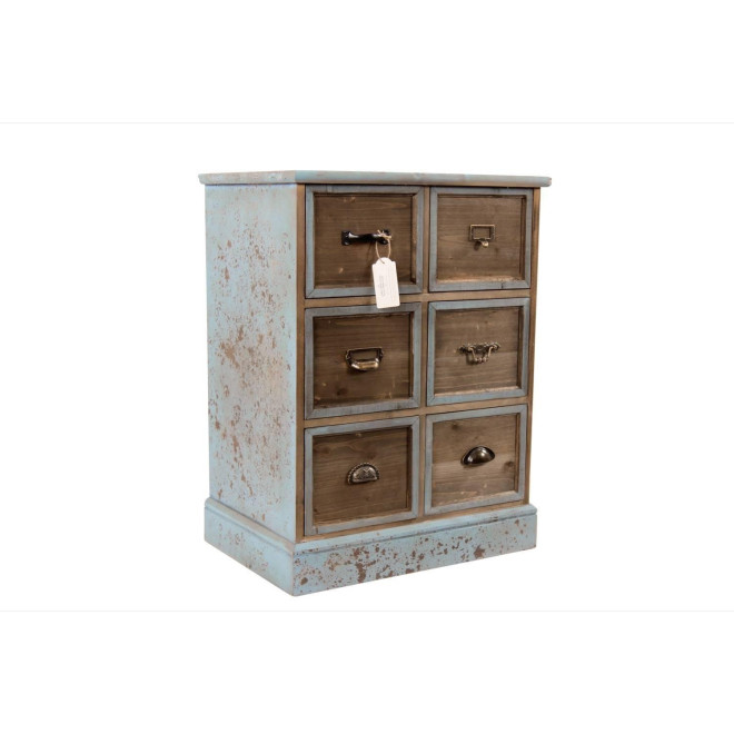 Wochenendmöbel Chiffonnier Grainetier Holz 6 Schubladen Altblau 58x40.5x76cm