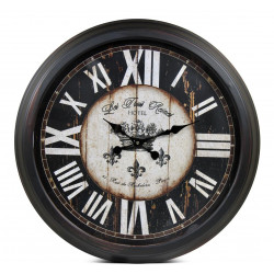 Grande Horloge Ancienne Murale Hôtel Les Trois Reines Métal Noir 70cm