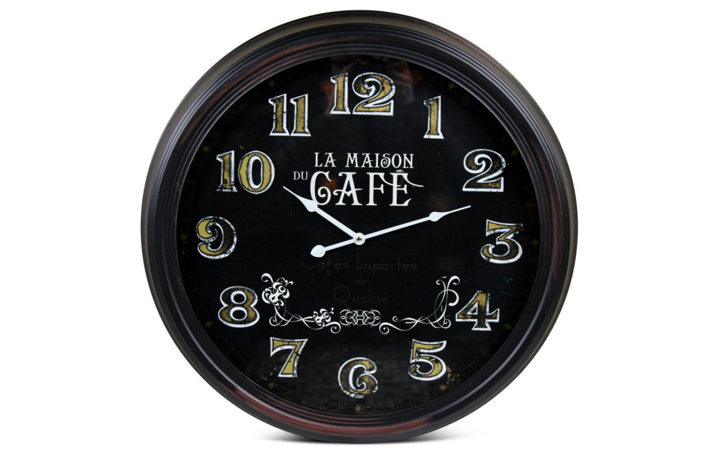 Antike Wanduhr La Maison du Café Metall Schwarz 62cm