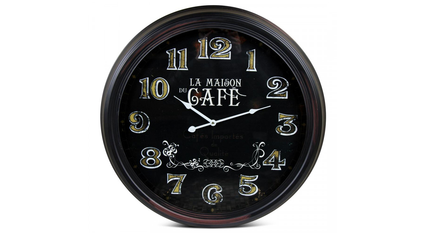 Horloge Ancienne Murale La Maison du Café Métal Noir 62cm
