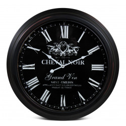 Horloge Ancienne Murale Cheval Noir Métal Noir 58cm