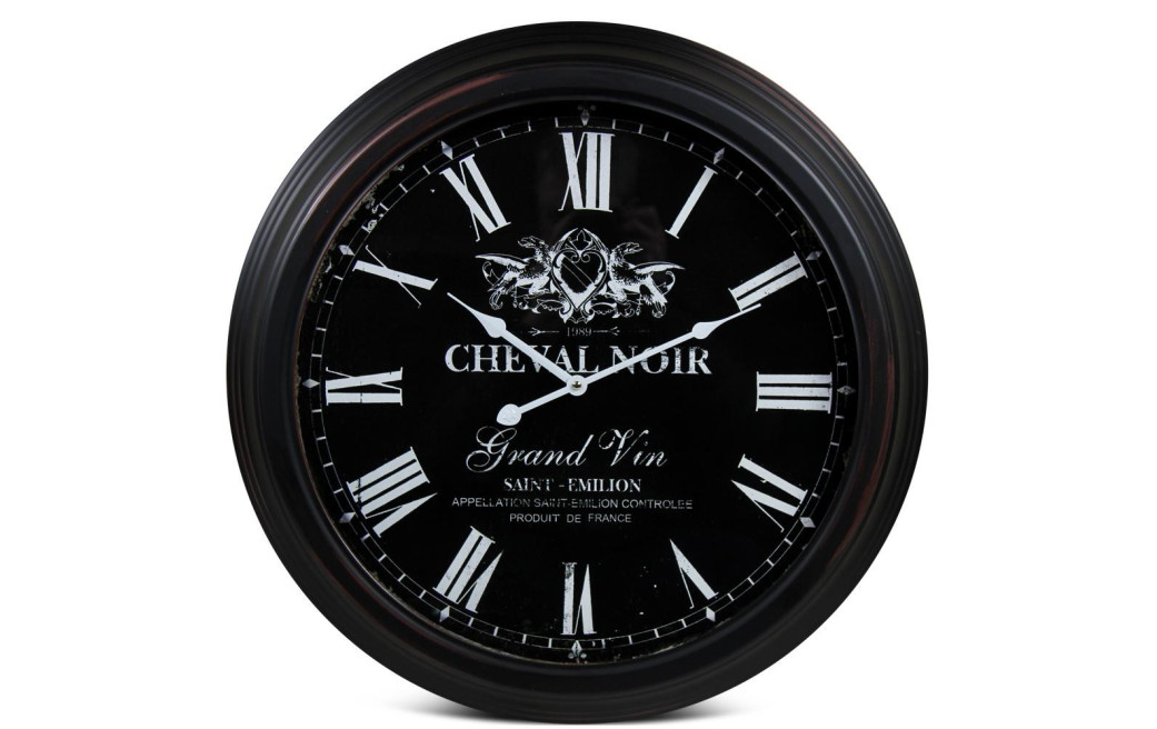 Horloge Ancienne Murale Cheval Noir Métal Noir 58cm