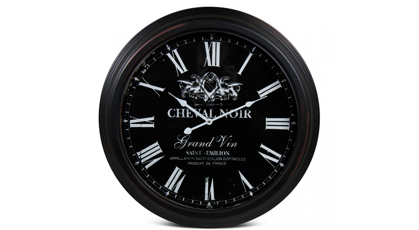 Horloge Ancienne Murale Cheval Noir Métal Noir 58cm