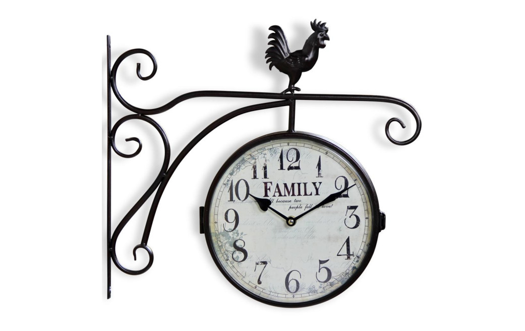 Horloge De Gare Ancienne Double Face Family Fer Forge Blanc 24cm