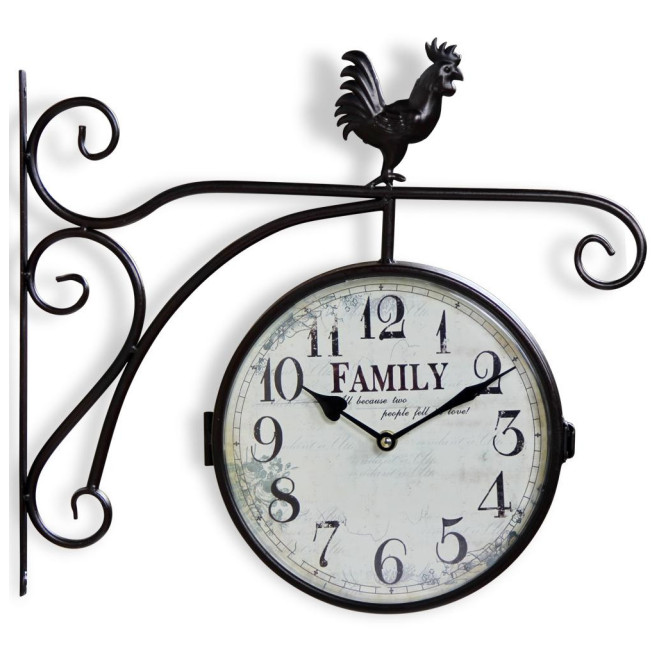 Horloge De Gare Ancienne Double Face Family Fer Forge Blanc 24cm