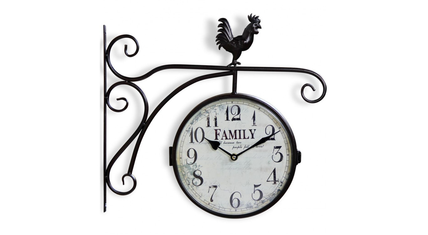 Horloge De Gare Ancienne Double Face Family Fer Forge Blanc 24cm