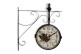 Antique Railway Station Clock Double Face Family Coq Fer Forge Blanc 24cm