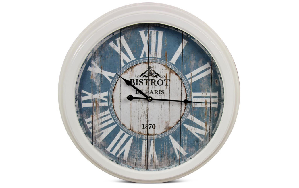 Horloge Ancienne Murale Bistrot de Paris Métal Bleu 58cm