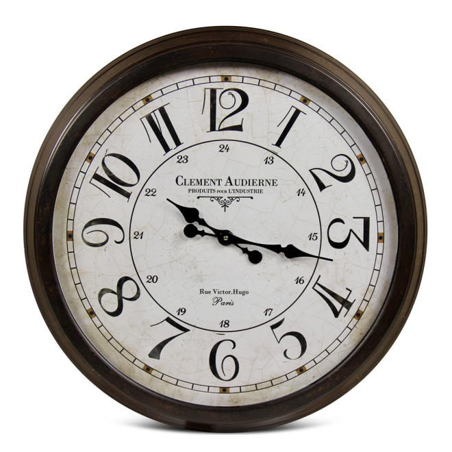 Grande Horloge Ancienne Murale Clément Audierne Métal Blanc 70cm