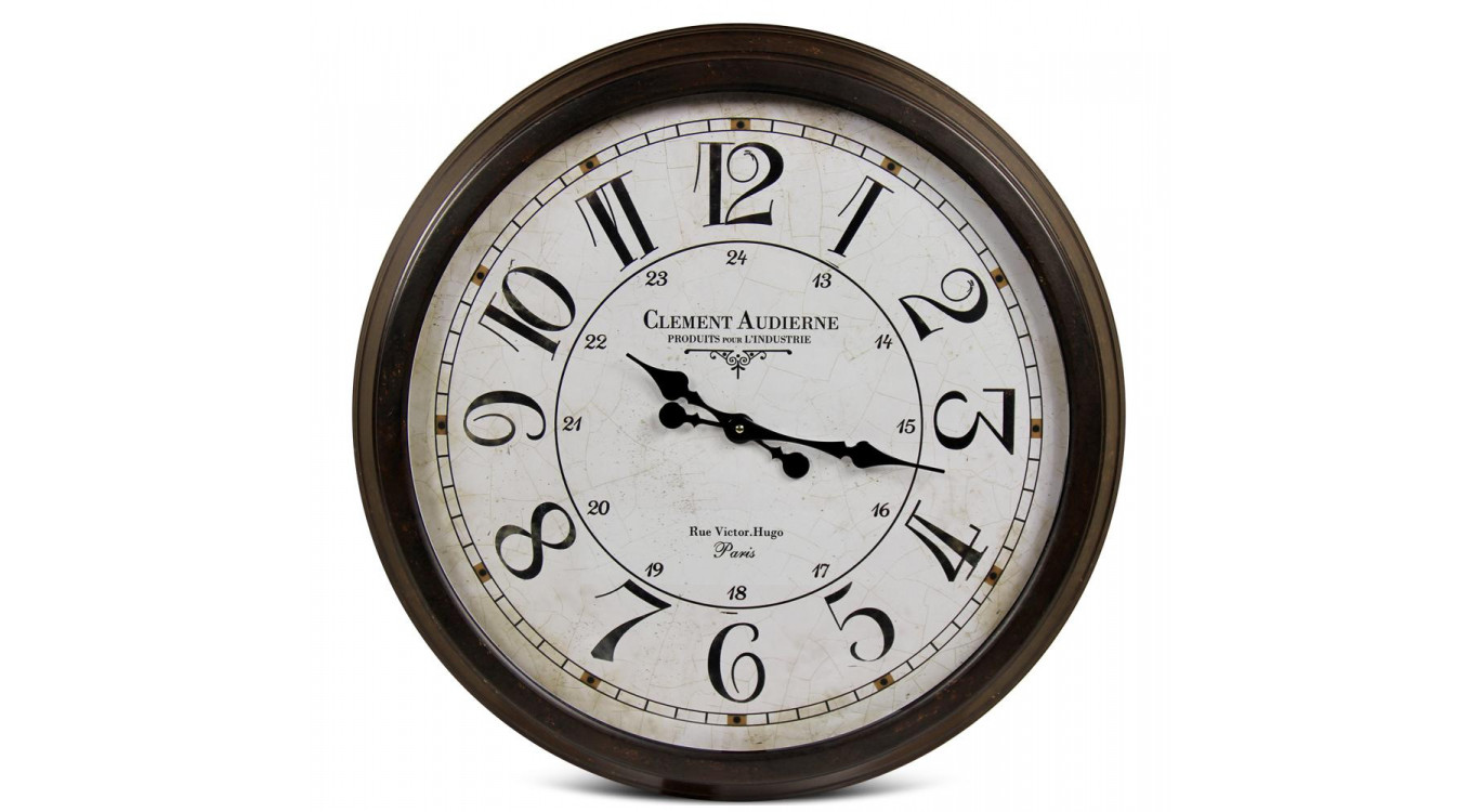 Grande Horloge Ancienne Murale Clément Audierne Métal Blanc 70cm