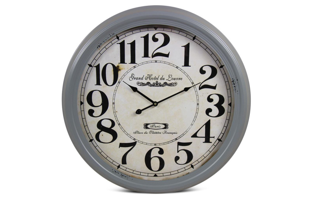 Alte Wanduhr Grand Hôtel du Louvre Graues Metall 62cm