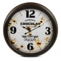 Antike Wanduhr Schokoladenfabrik Metall Weiß 62cm