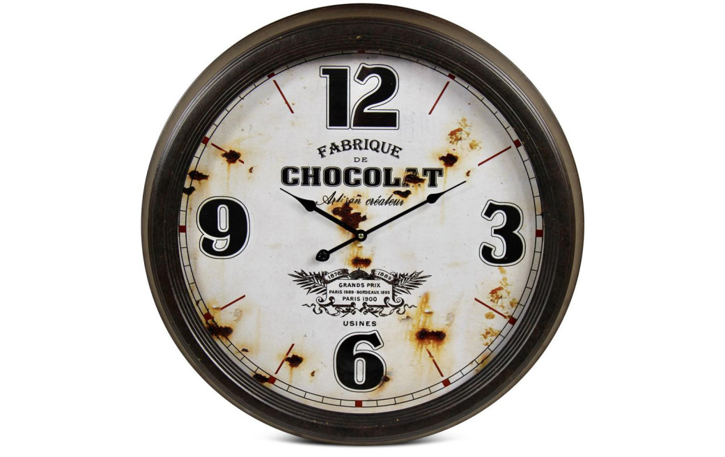 Antike Wanduhr Schokoladenfabrik Metall Weiß 62cm