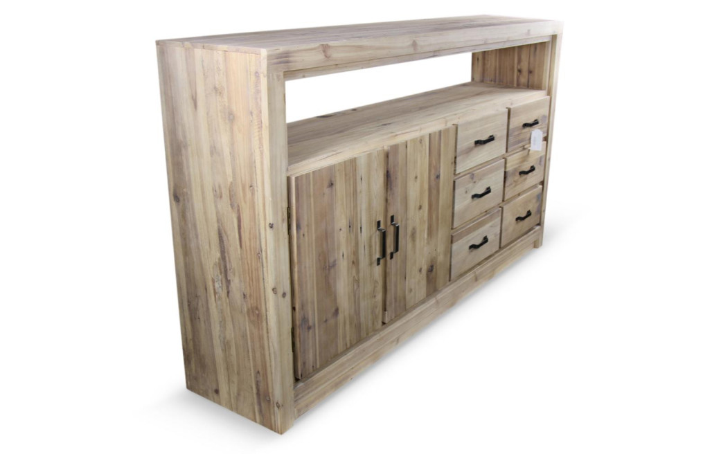 Anrichte mit 6 Schubladen Naturholz 184x40x106cm