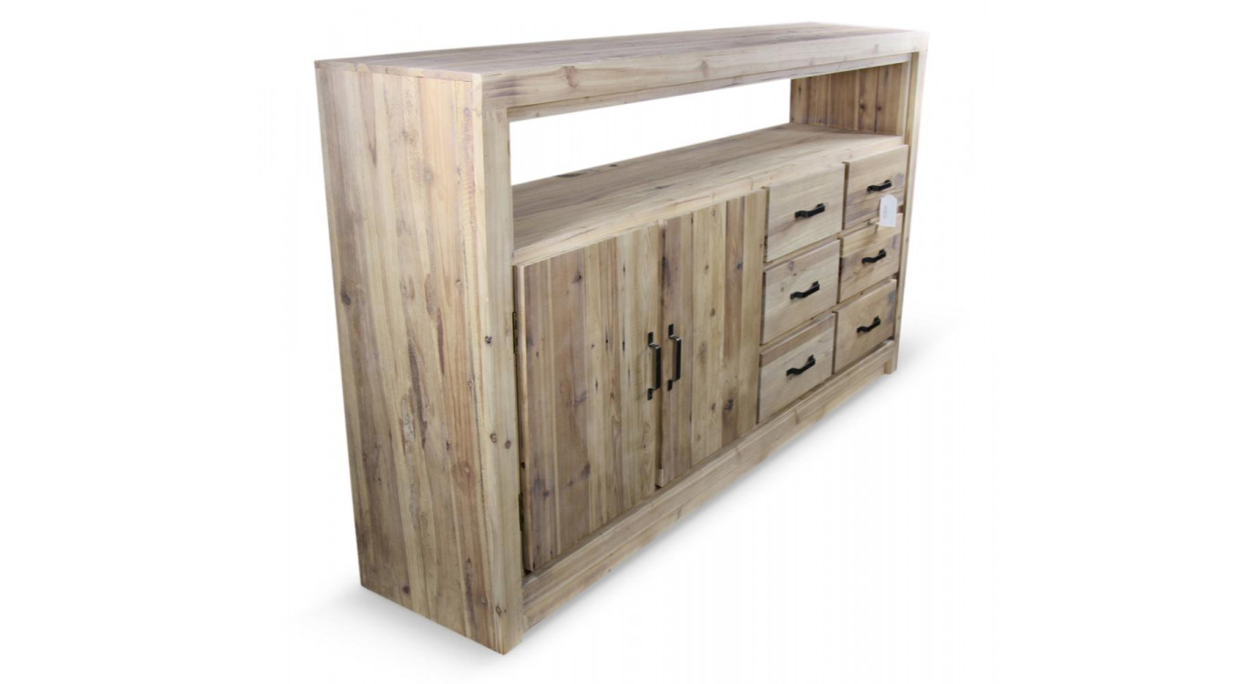 Anrichte mit 6 Schubladen Naturholz 184x40x106cm