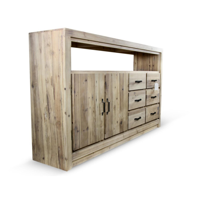 Buffet 6 Tiroirs Bois Naturel 184x40x106cm