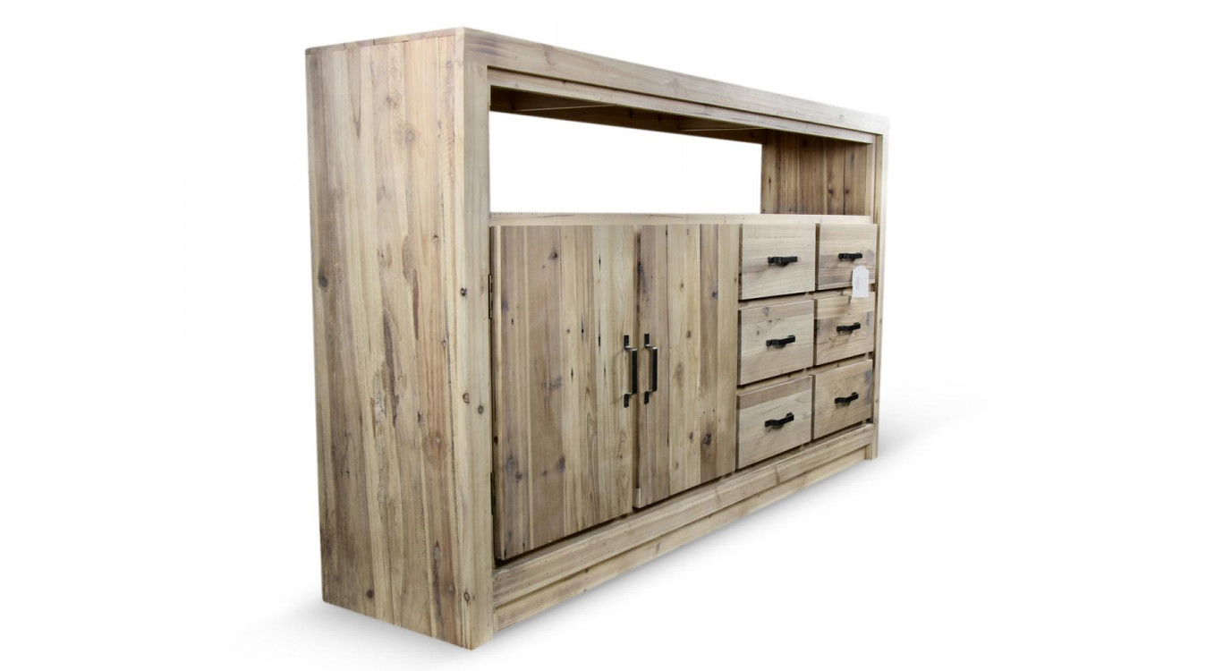 Anrichte mit 6 Schubladen Naturholz 184x40x106cm