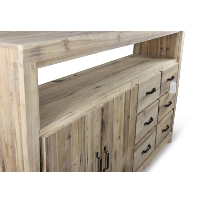 Buffet 6 Tiroirs Bois Naturel 184x40x106cm