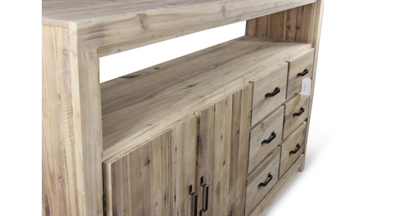 Anrichte mit 6 Schubladen Naturholz 184x40x106cm